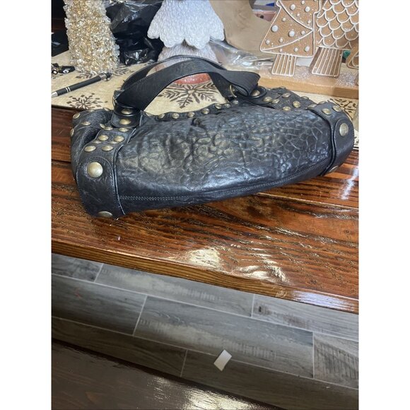 Kooba Studded Tote Bag Handbag Leather Black Y2K Biker Baddie Purse - Picture 5 of 16